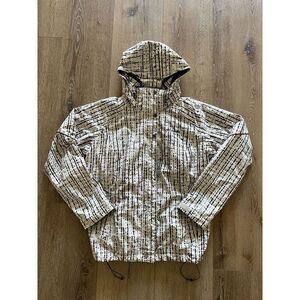 Columbia Womens White Omnitech Full Zip Jacket Womens Brown Striped Size XL